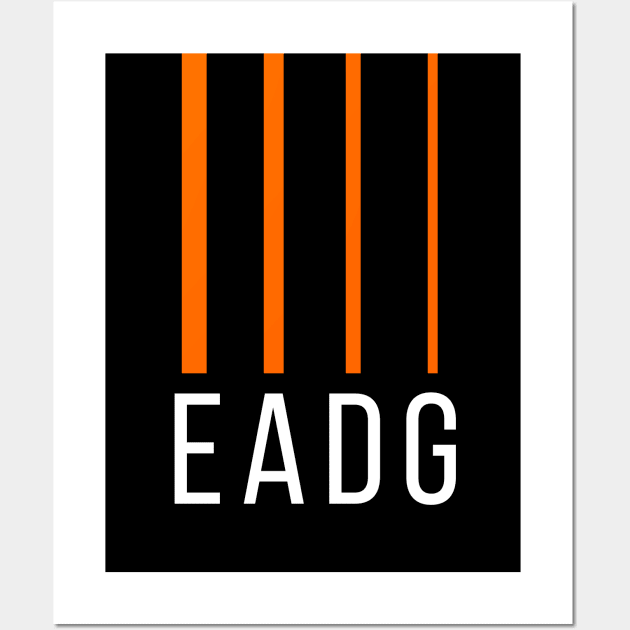 Bass Player Gift - EADG 4 String - Orange Wall Art by Elsie Bee Designs